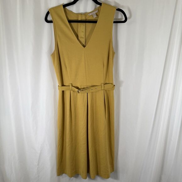 Banana Republic Dresses & Skirts - Banana Republic Midi Dress Women's 8 Yellow Sleeveless Belted Pockets Zip Back